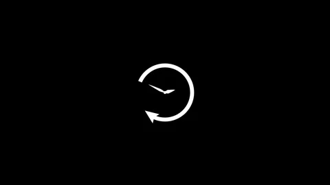 White Arrow Circular Clockwise Rotation With Clock Symbol Design Stock Footage 331897924