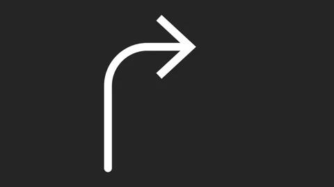 White arrow curves right on dark background Stock Footage 346188295