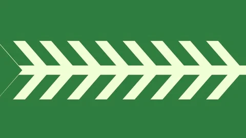 A white arrow on green background and green screen animated chromakey Video stock 335131674