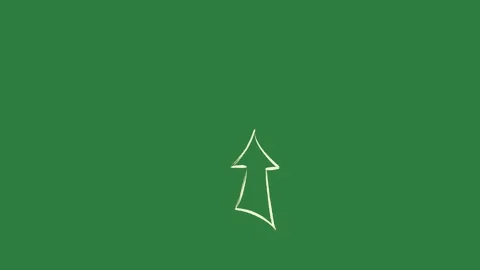 A white arrow on green background and with line drawing of person icon outline Stock Footage 335131746