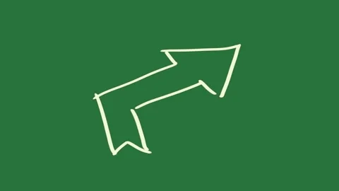 A white arrow on green background and green screen animated chromakey Video stock 335131853