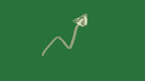 A white arrow on green background and screen with it green screen animated Видео 335131877