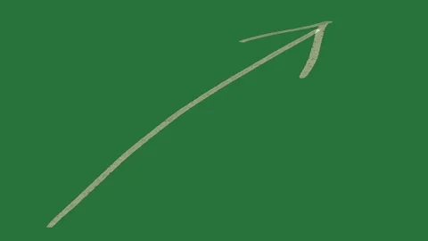 A white arrow on green background and green screen animated chromakey Video stock 335131887