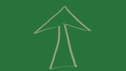 A white arrow on green background and green screen animated chromakey Видео 335131891