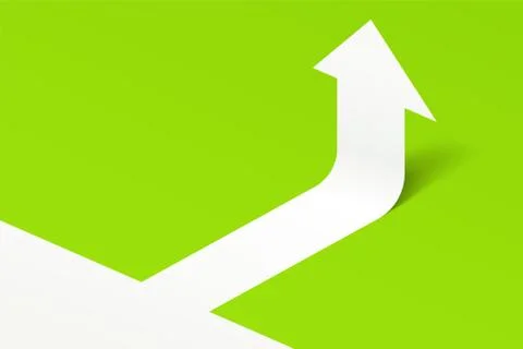 White arrow up on green with shadow Stock Illustration