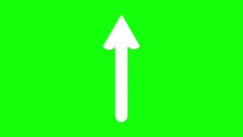 A white arrow icon on black background and silver an green screen animated Stock Footage 345497108
