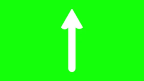 A white arrow icon on black background and green green screen animated Stock Footage 345497113