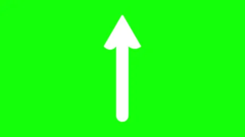 A white arrow icon on black background and green screen animated chromakey Stock Footage 345497115