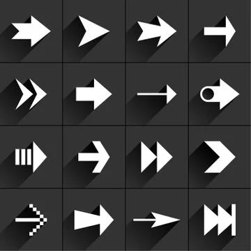 White arrow icon on black Illustrazione stock