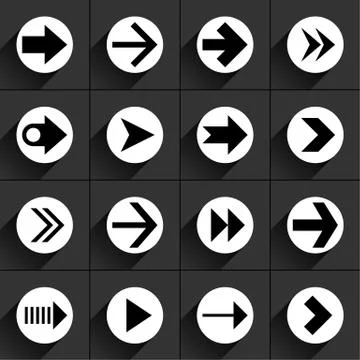 White arrow icon on black 스톡 일러스트