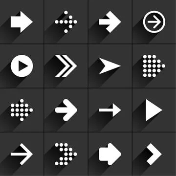White arrow icon on black Illustrazione stock