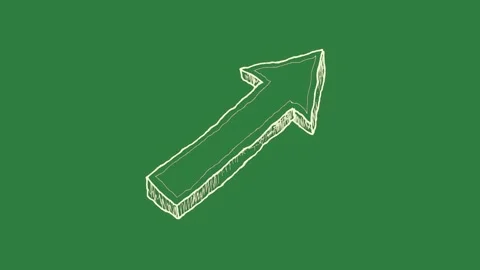 A white arrow icon on green background and hand drawn green screen animated Видео 335088899