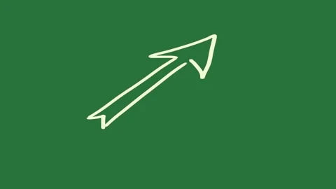A white arrow icon on green background and pointing up green screen animated Видео 335131777