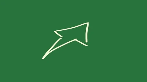 A white arrow icon on green background and green screen animated chromakey Видео 335131831