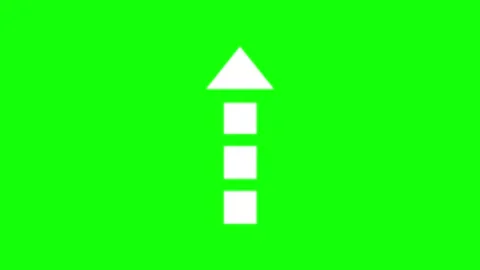 A white arrow icon on green background and silver symbol black with the letter Stock Footage 345497087