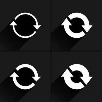 White arrow icon refresh, reset, repeat sign 스톡 일러스트