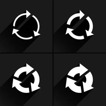 White arrow icon refresh, rotation, repeat sign Stock Illustration