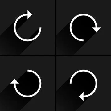 White arrow icon refresh, rotation, reset sign Illustrazione stock