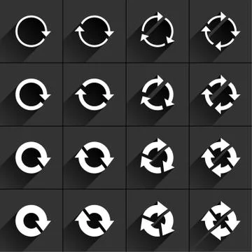 White arrow icon refresh, rotation, repeat sign 스톡 일러스트