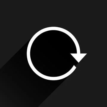 White arrow icon refresh sign on black background Illustrazione stock