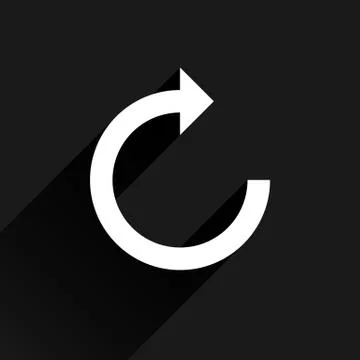 White arrow icon refresh sign on black background 스톡 일러스트