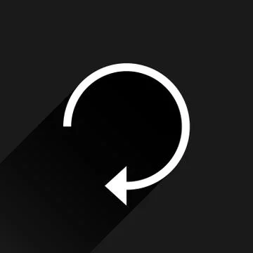 White arrow icon refresh sign on black background Illustrazione stock