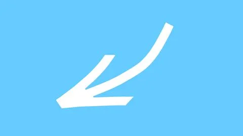 White arrow on a light blue background, an arrowhead pointer Stock Illustration