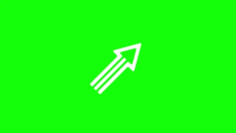 A white arrow logo on black background and icon green screen animated Video stock 345497139