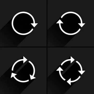 White arrow loop, refresh, reload, rotation icon Stock Illustration