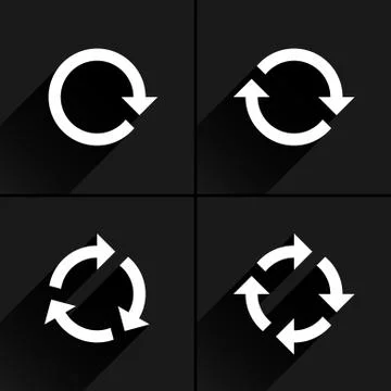 White arrow loop, refresh, reload, rotation icon Stock Illustration