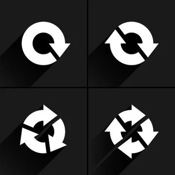 White arrow loop, refresh, reload, rotation icon Stock Illustration