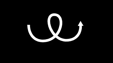 White Arrow Looping and Twisting on Black Background 動画素材 339043455