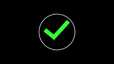 White Arrow Morphs to Green Checkmark Circle Icon Animation on Black Stock Footage 346749869