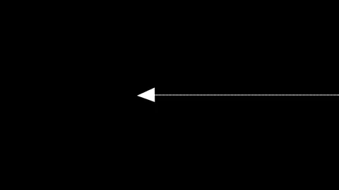 White Arrow Movement Direction Indicator Graphic Element on Black Backgroun.. Stock Footage 340123517