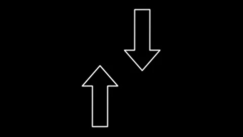 White Arrow Outline Moves Upward Against Black Background Animation Stock Footage 320997152