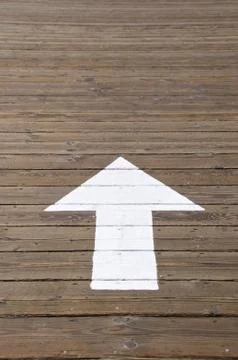 White arrow on pier 스톡 사진