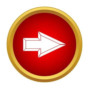 White arrow pointing right on red button Stock Illustration