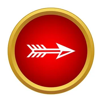 White arrow pointing right on red circular button Stock Illustration