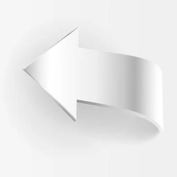 White arrow points backward and grey background Stock Illustration