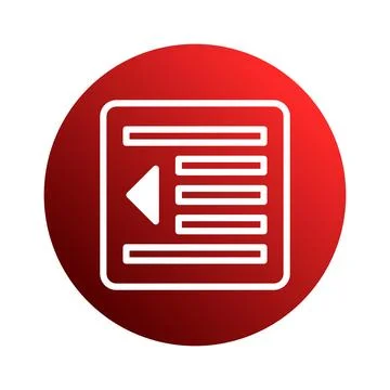 White arrow in a red circle indicates text direction change representing lo.. Stock Illustration