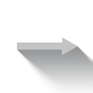 White arrow to right side on white background, signage, icon Stock Illustration