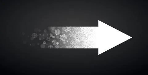 White Arrow with Snowflakes Gradient Stock Illustration