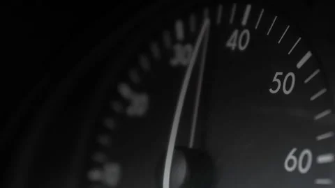 The white arrow of the tachometer moves along the dial when the accelerator i Stock Footage 174913619