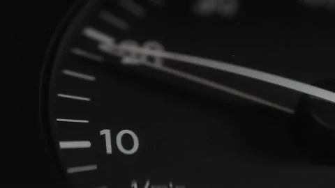 The white arrow of the tachometer moves along the dial when the accelerator i Stock Footage 174913694