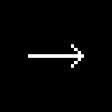 White arrow Y2K vector icon pixel line art, game right side direction pointer Stock Illustration