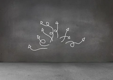 White arrows on dark wall Stock Illustration