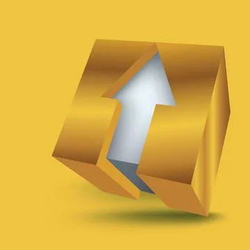 White arrows in gold cubes Stock Illustration