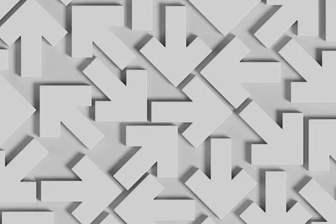 White arrows in three dimensions. 3D illustration. Stock Illustration