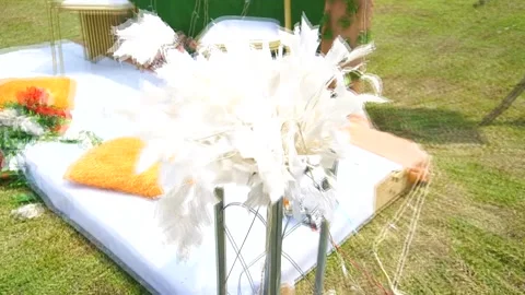 WHITE ARTIFICIAL FLOWERS FOR DECORATION Stock Footage 296480236