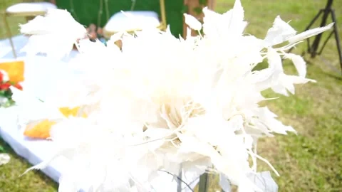 WHITE ARTIFICIAL FLOWERS Stock Footage 296480241